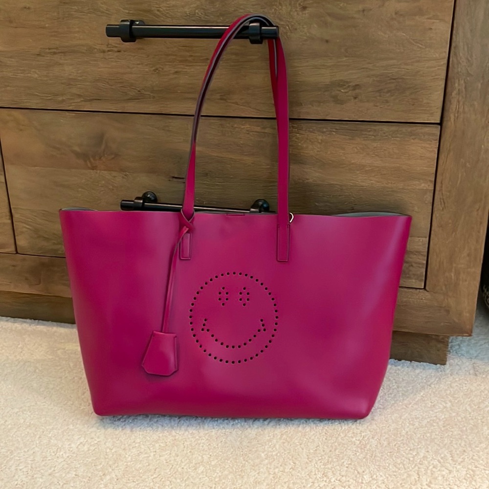 Anya Hindmarch Ebury Smiley Shopper Leather Tote Bag - Picture 1 of 13